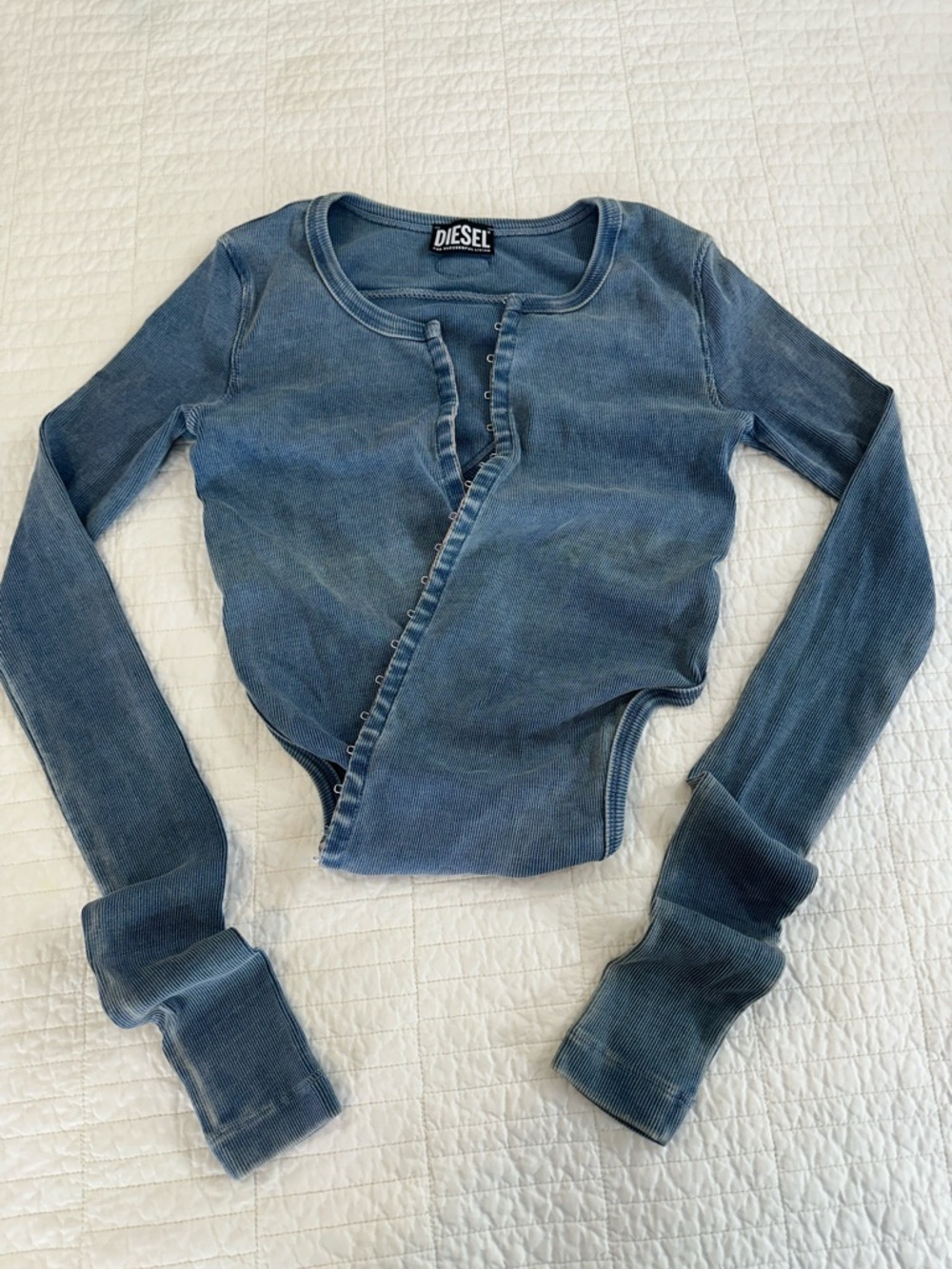 Diesel Long Sleeve Shirt Small Hildi High Fashion Ribbed Acid Wash